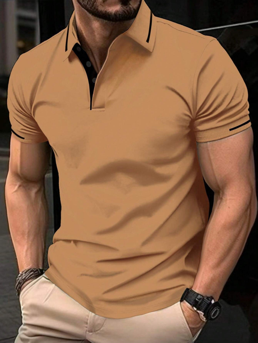 Herren Sport-Casual T-Shirt mit Reverskragen