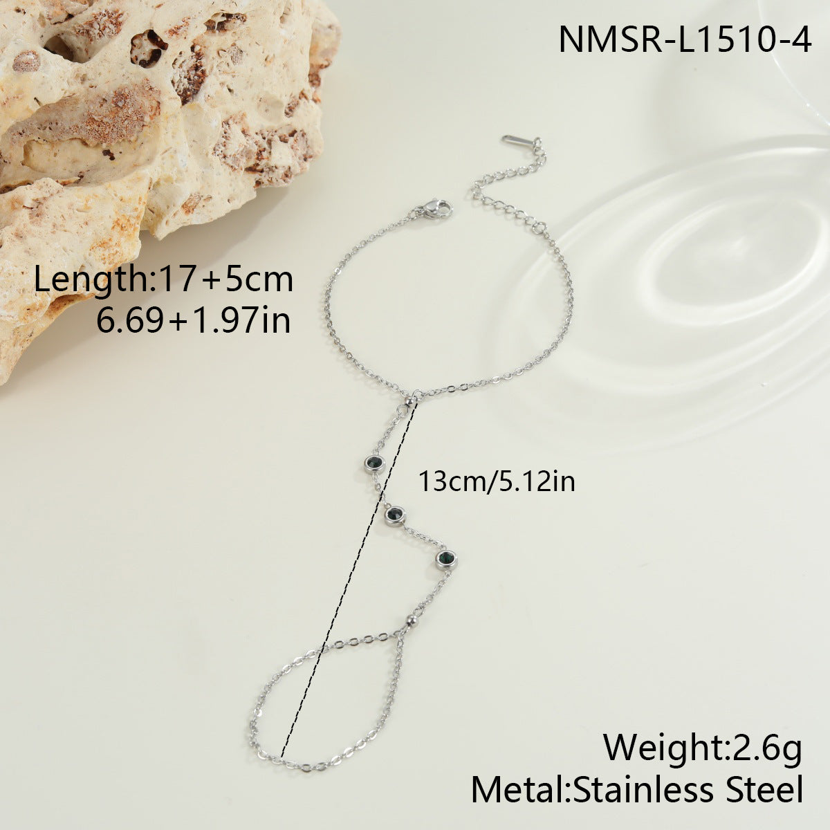 Ovale Zirkon-Fingerkette, 18K vergoldet – Bild 5 | LuxeStyle
