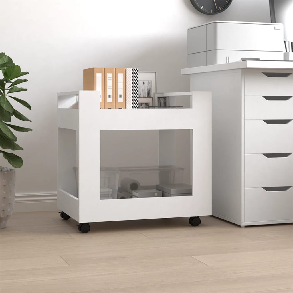 Büro Rollwagen aus Holzwerkstoff, Weiss