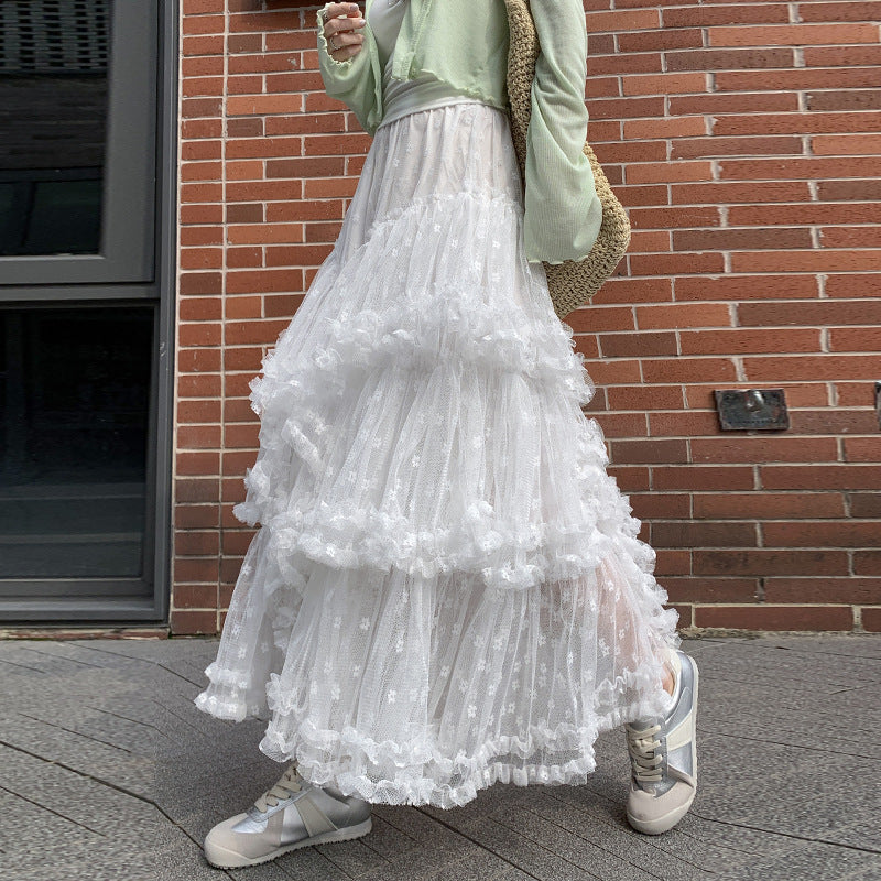 Midi-Stufenrock mit hoher Taille und Blumenmuster – Ansicht 3