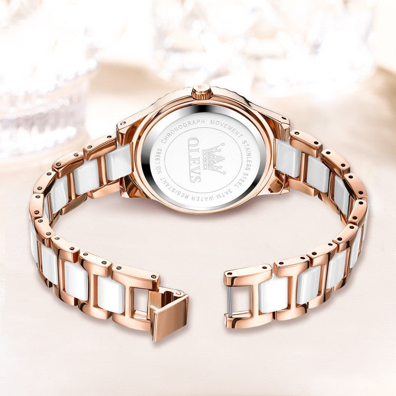 Elegante Keramik-Damenuhr mit Quarzwerk