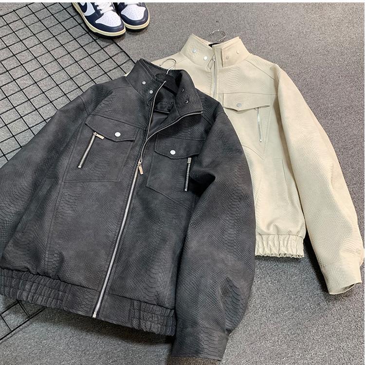 Herren Retro-Schlangenleder-Matte Jacke