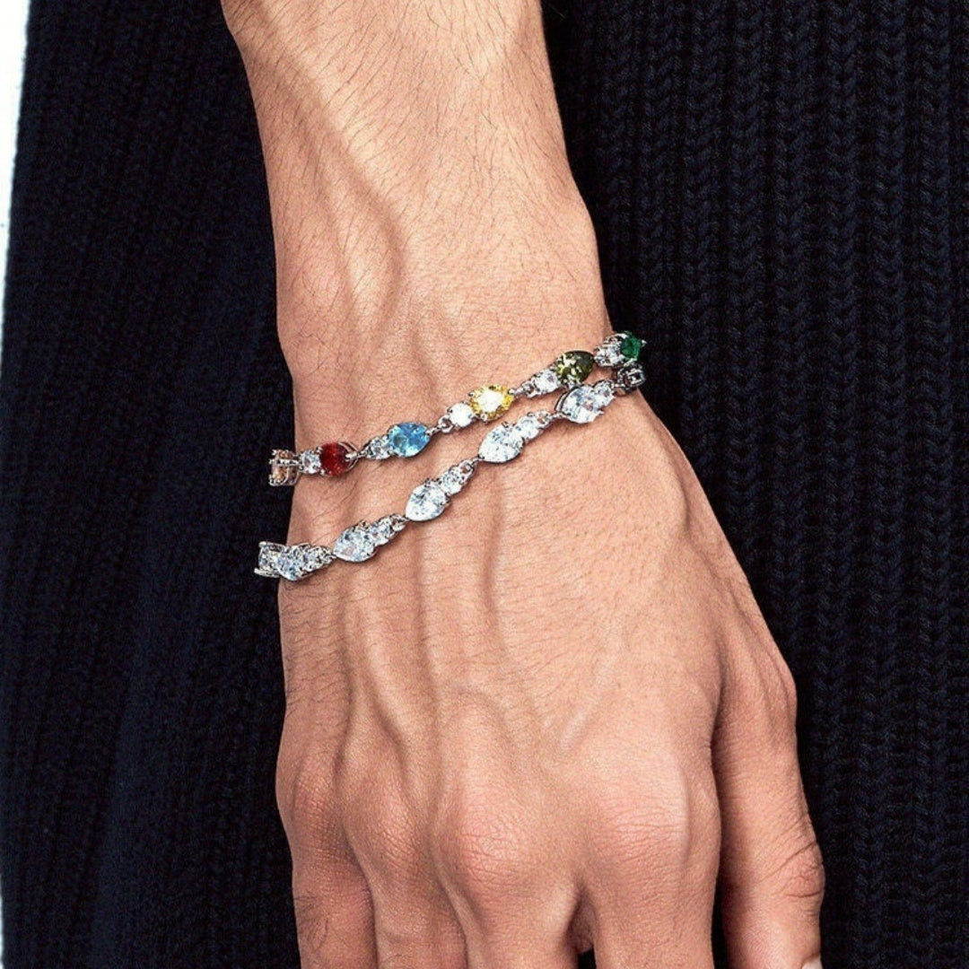Farbig besetztes Diamant-Tennisarmband – Bild 5 | LuxeStyle