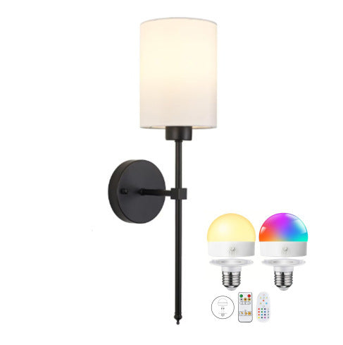 Zylindrische RGB Wandleuchte mit Stoffschirm – Bild 2 | LuxeStyle