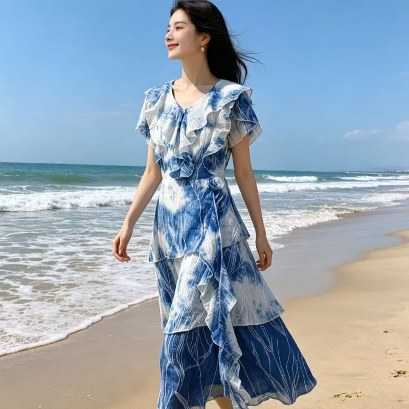 Handgefärbtes Batik-Kleid mit A-Linie – Bild 2 | LuxeStyle