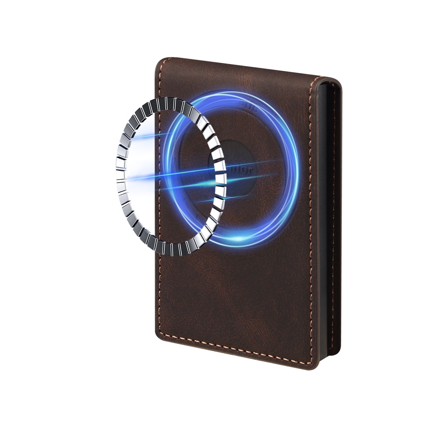 Leder-Kartenetui mit Knopf und elastischem Band