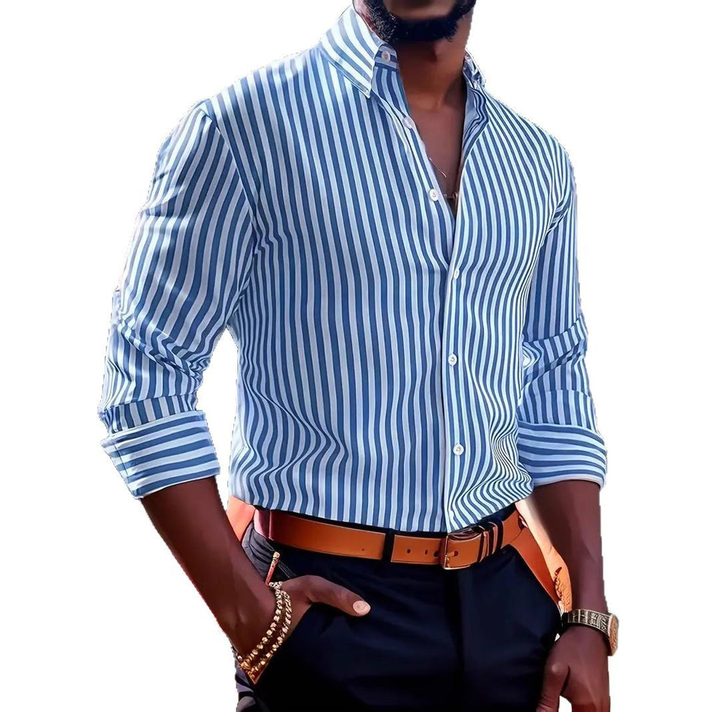 Gestreiftes Langarmshirt mit Knopfleiste – Bild 15 | LuxeStyle