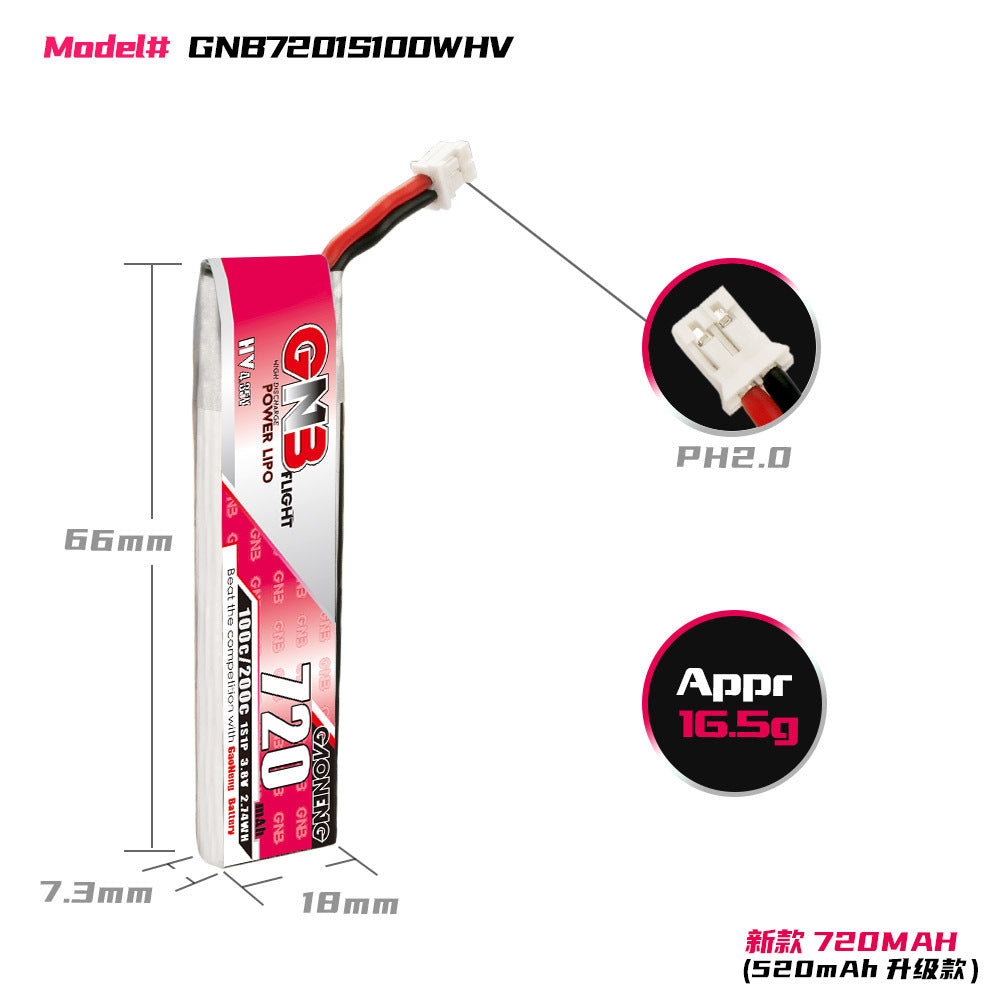 GNB 720mAh 1S 3.8V HV TinyHawk S II Lipo Akku