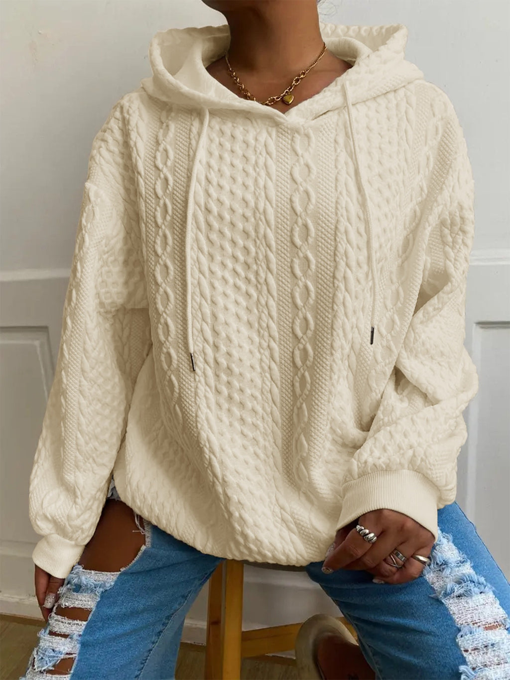 Oversized Jacquard Hoodie für Damen