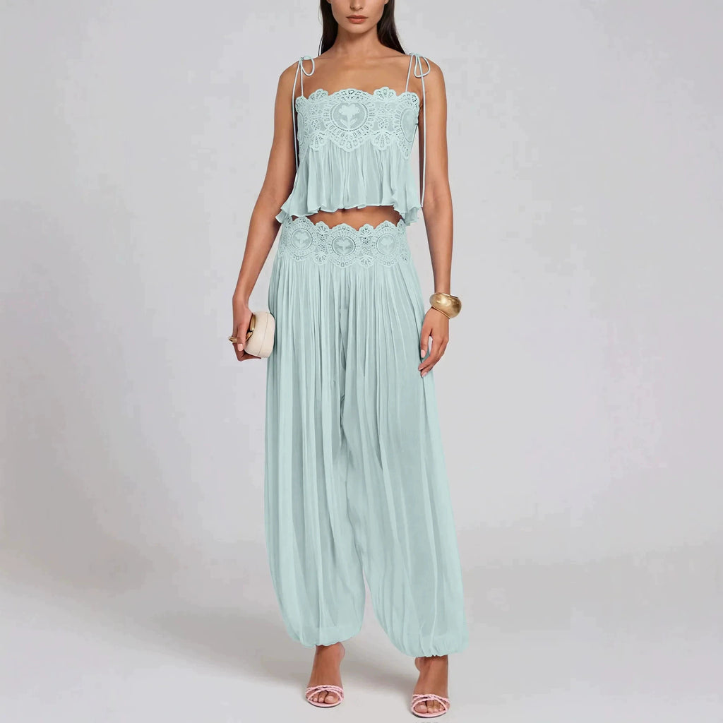 Chiffon-Set mit Spitze