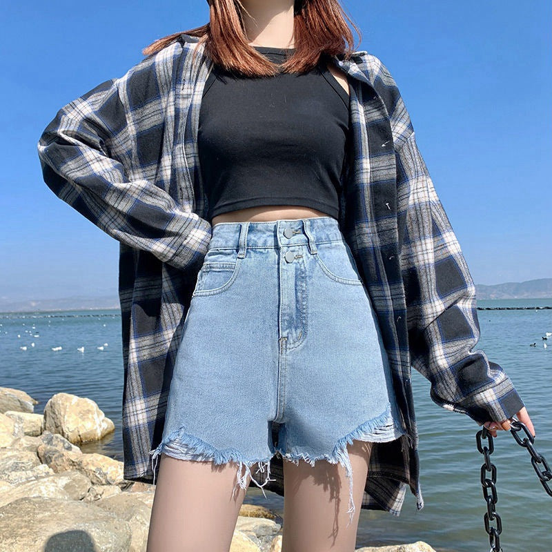 Trendy Ripped Denim Shorts