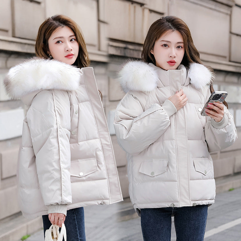 Damen Steppjacke mit grossem Fellkragen