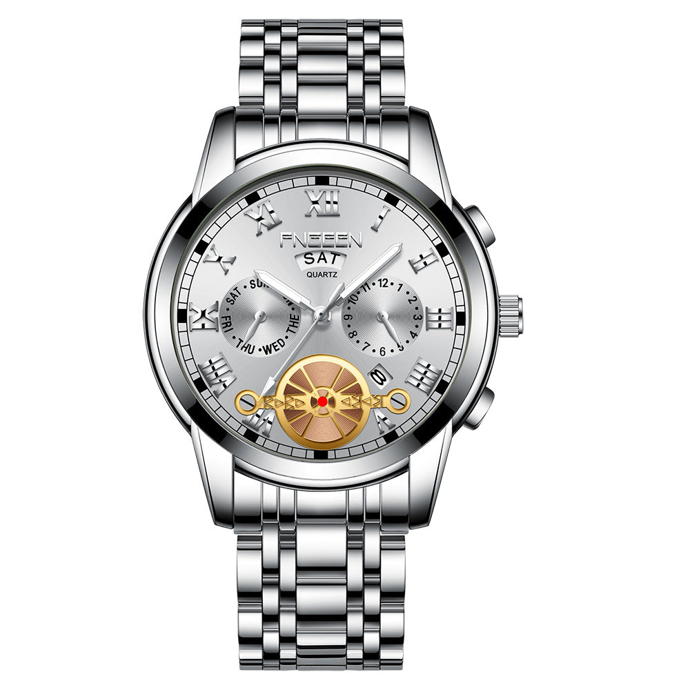 Quarz-Armbanduhr mit Kalender und Edelstahlband – Bild 18 | LuxeStyle