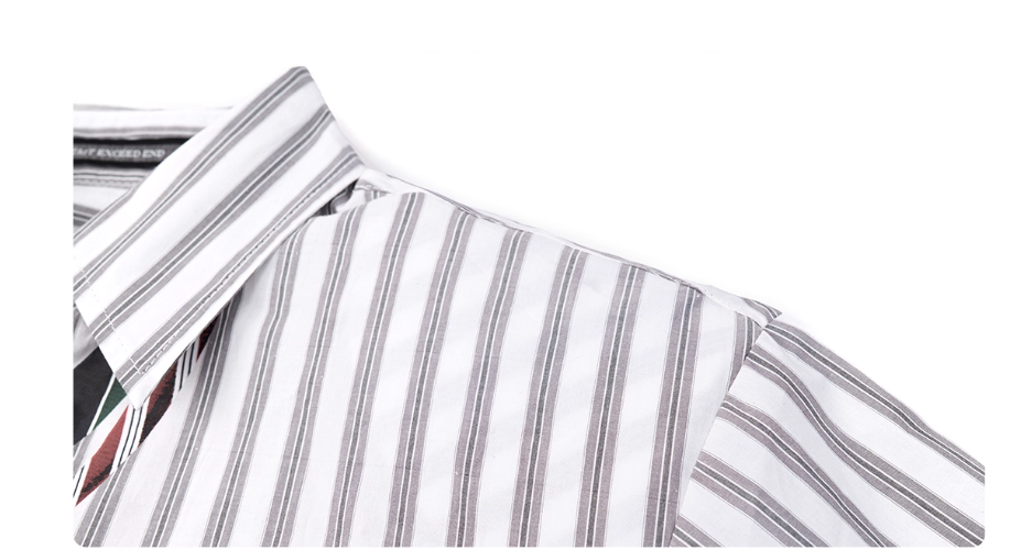 Gestreiftes Langarmhemd mit gepolsterten Schultern – Bild 3 | LuxeStyle