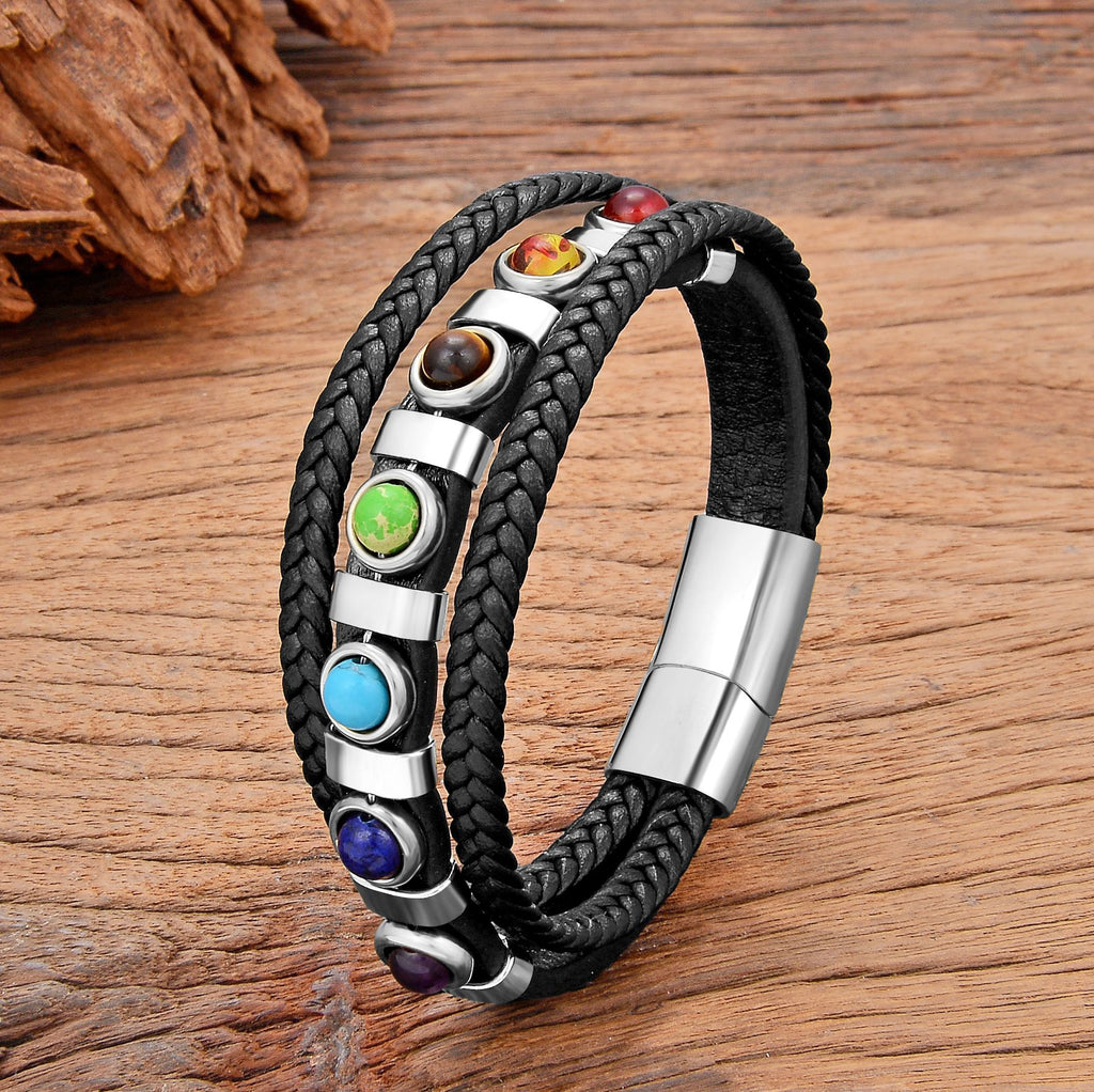 Buntes mehrlagiges Lederarmband mit Perlen – Bild 2 | LuxeStyle