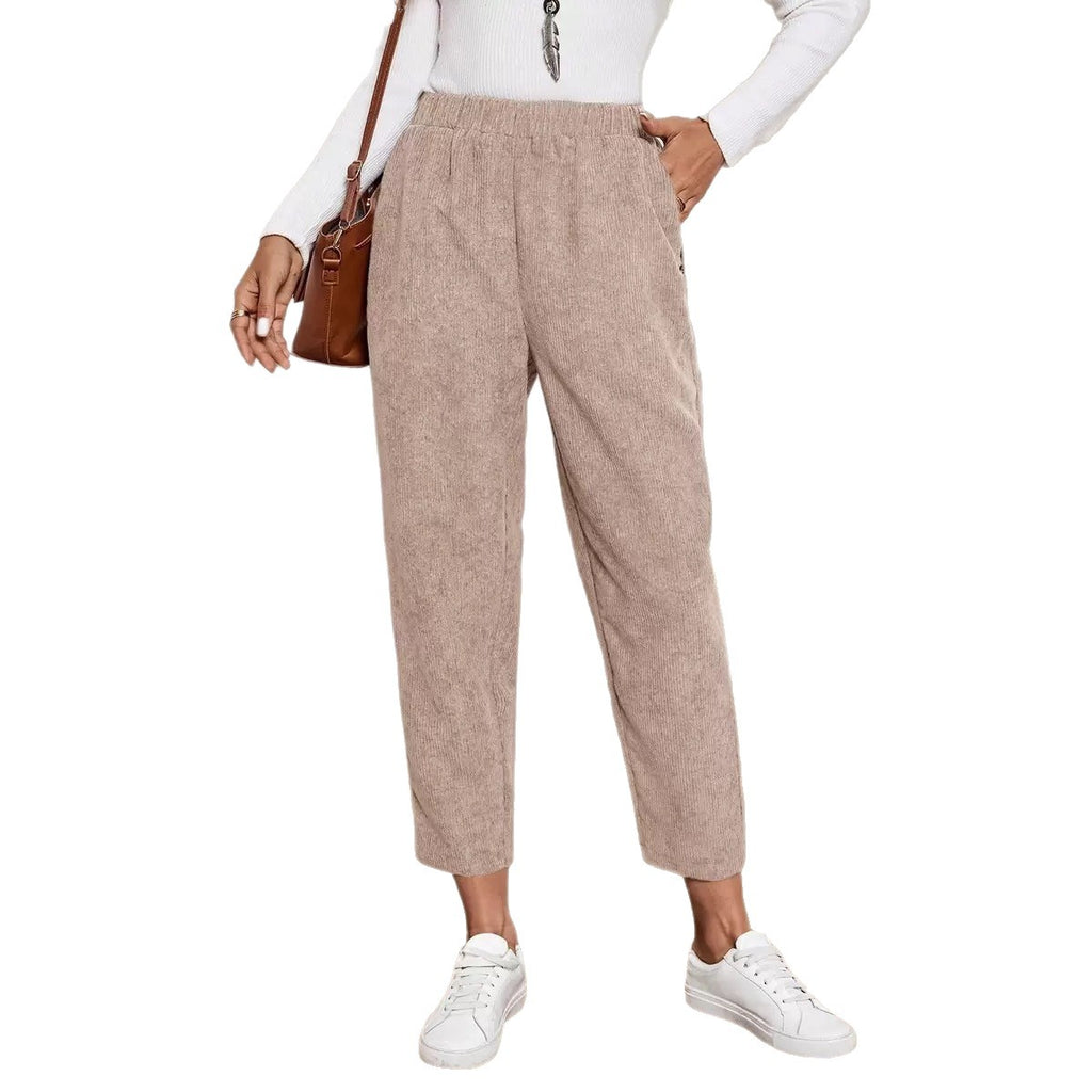 Cord-Pants mit Taschen, hoher Bund