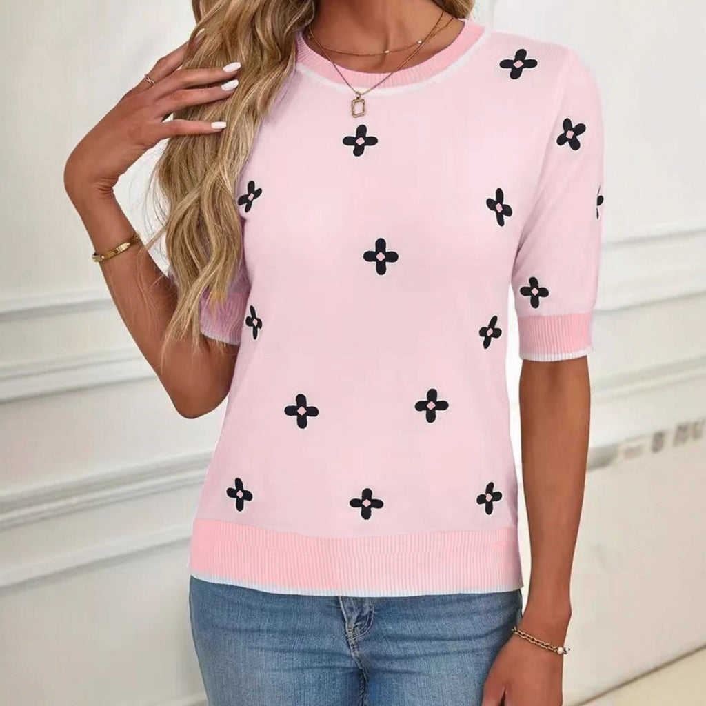 Jacquard Strickpullover mit 3/4-Ärmeln – Bild 4 | LuxeStyle