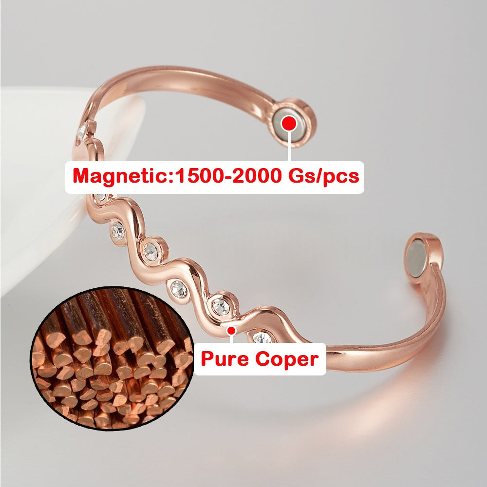 Kupferarmband mit Zirkon und Magneten