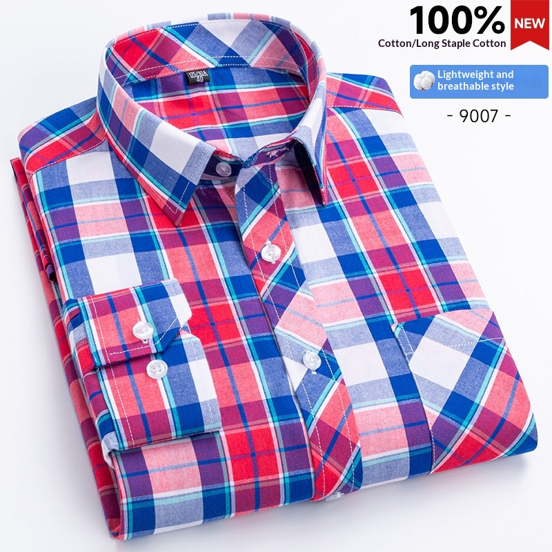 Herren Langarmhemd Kariert – Slim Fit