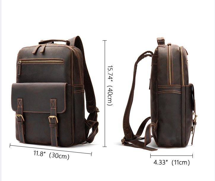 Leder Rucksack Retro – Grosses Hauptfach