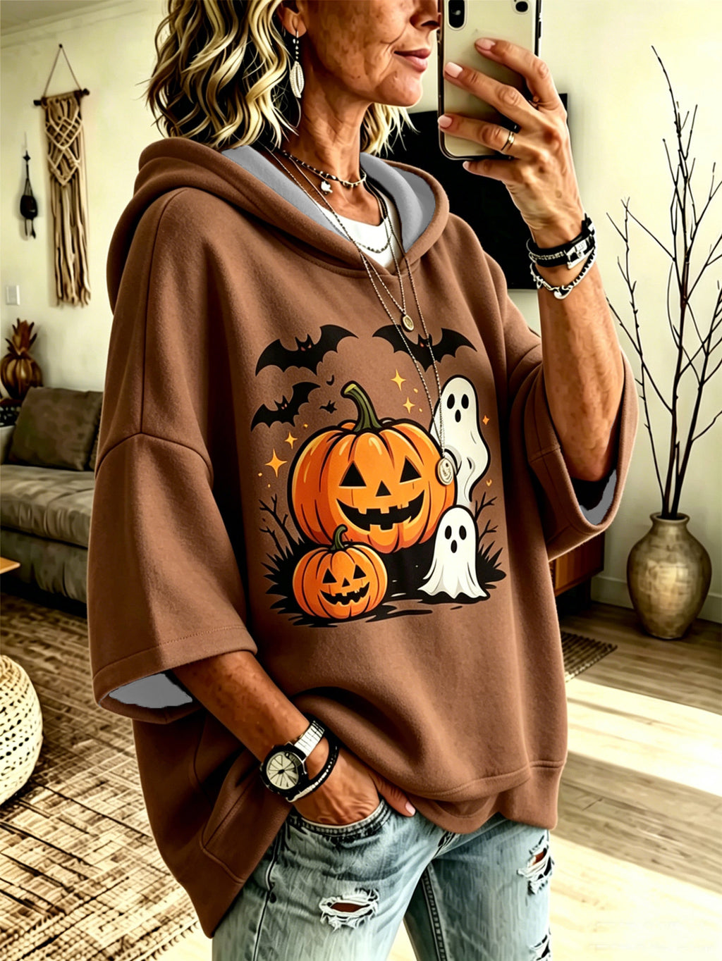Halloween-Sweatshirt mit Digital-Druck