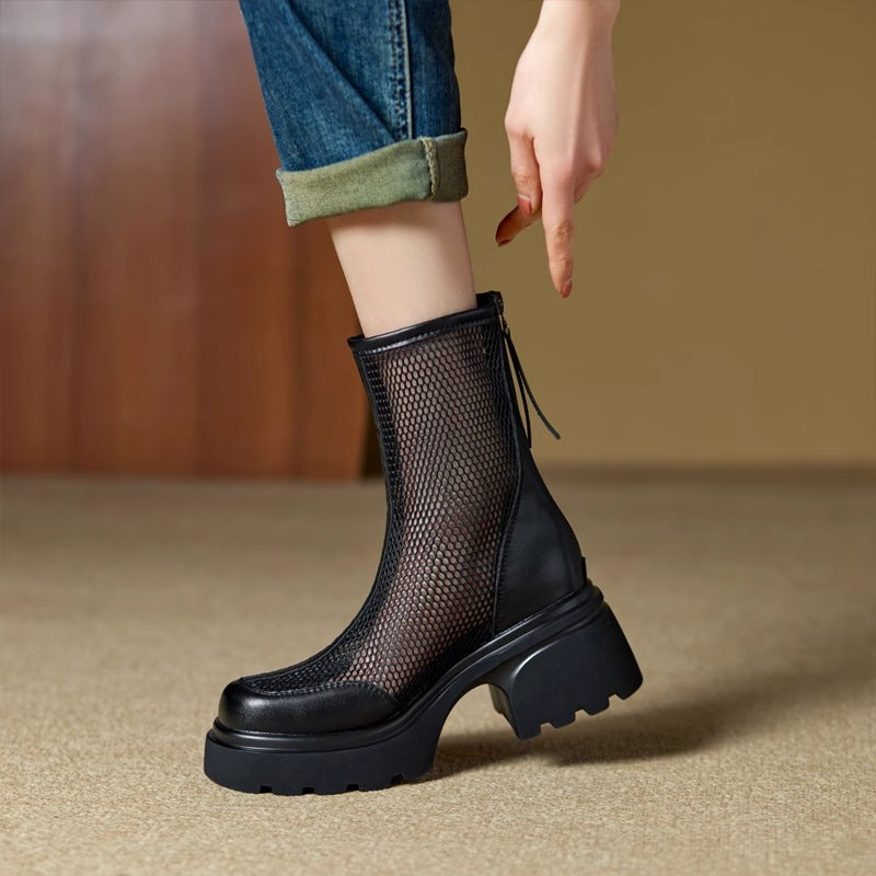 Atmungsaktiver Chunky Heel Boot