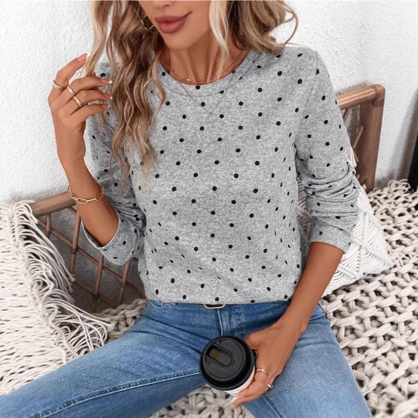 Langarmshirt mit Rundhals und Polka Dots – Ansicht 4