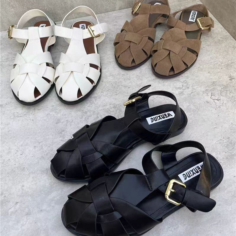 Retro Casual Sandalen mit runder Kappe