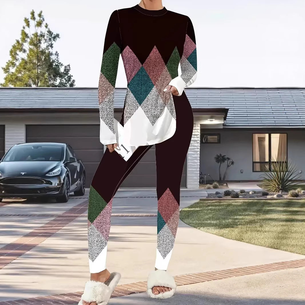 Geometrisches Print Top & Hose Set