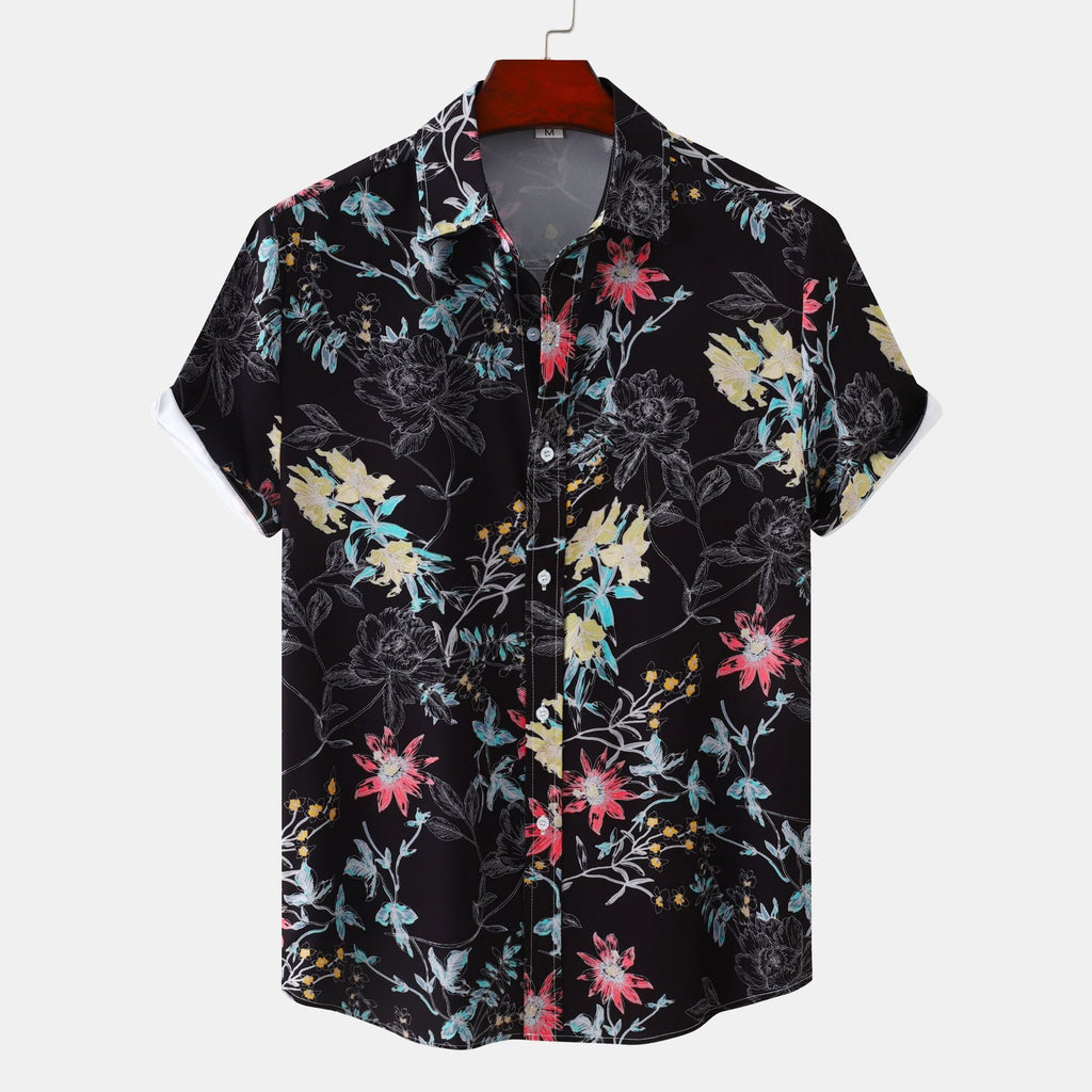 Kurzärmliges Männer-Shirt mit Blumenprint – Bild 4 | LuxeStyle