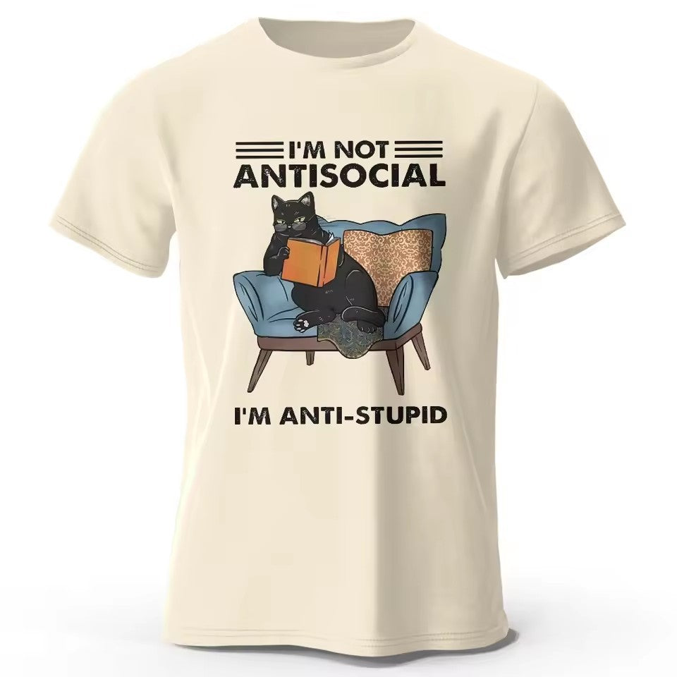 Kurzarm-Shirt mit trendigem Katzenprint