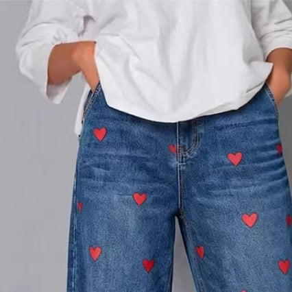 Herz-Jeans, gewaschen