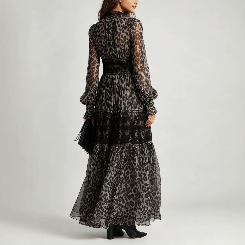 Damenkleid mit Leopardenmuster und Spitze – Bild 6 | LuxeStyle