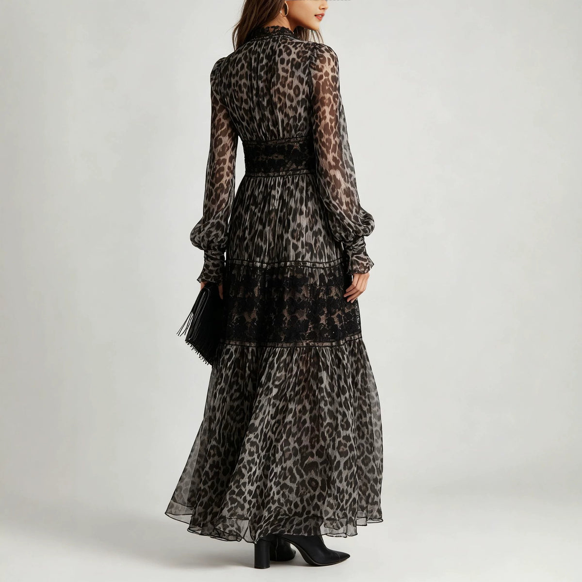 Damenkleid mit Leopardenmuster und Spitze – Bild 6 | LuxeStyle