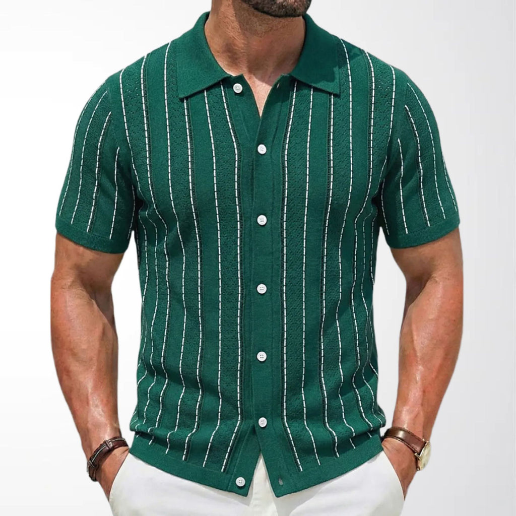 Gestreiftes Kurzarm-Stricktop für Herren