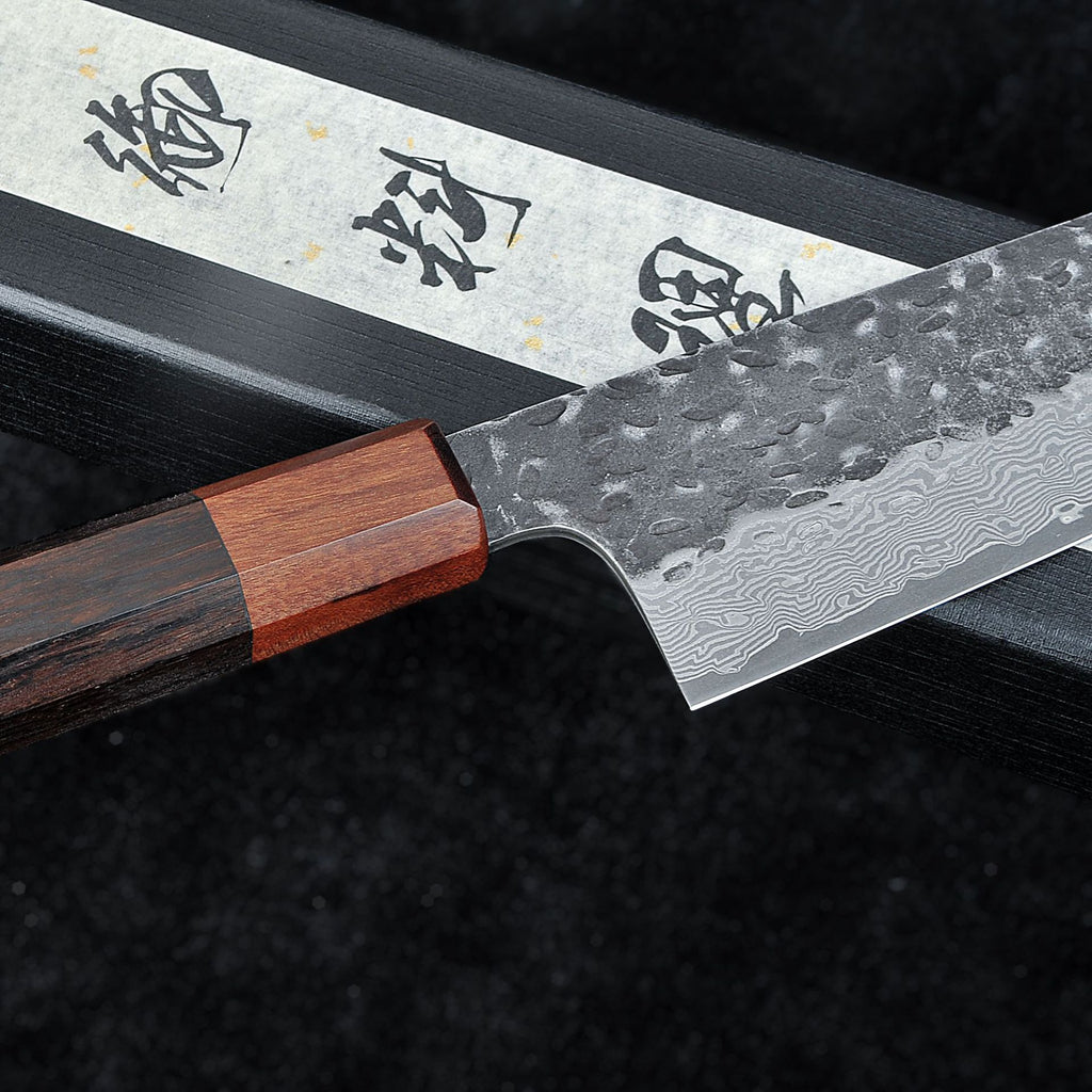 Damast Kochmesser mit Hammerschlag-Finish