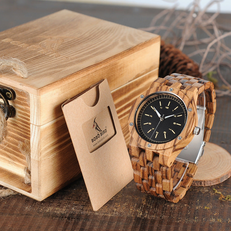 Holzzeigerstil Quarzuhr Armband