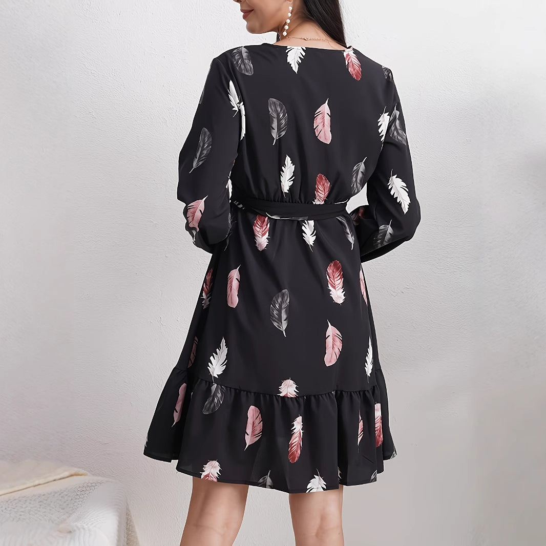Kleid mit elastischem Bund, Druckmuster, langärmlig – Bild 4 | LuxeStyle