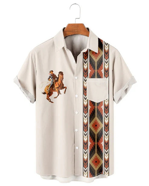 Herren Freizeit-Shirt mit Digital-Streifenmuster