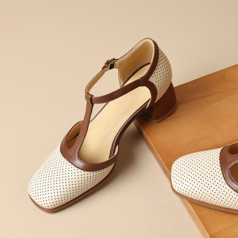Mule-Sandalen aus Leder mit Farbblock-Design