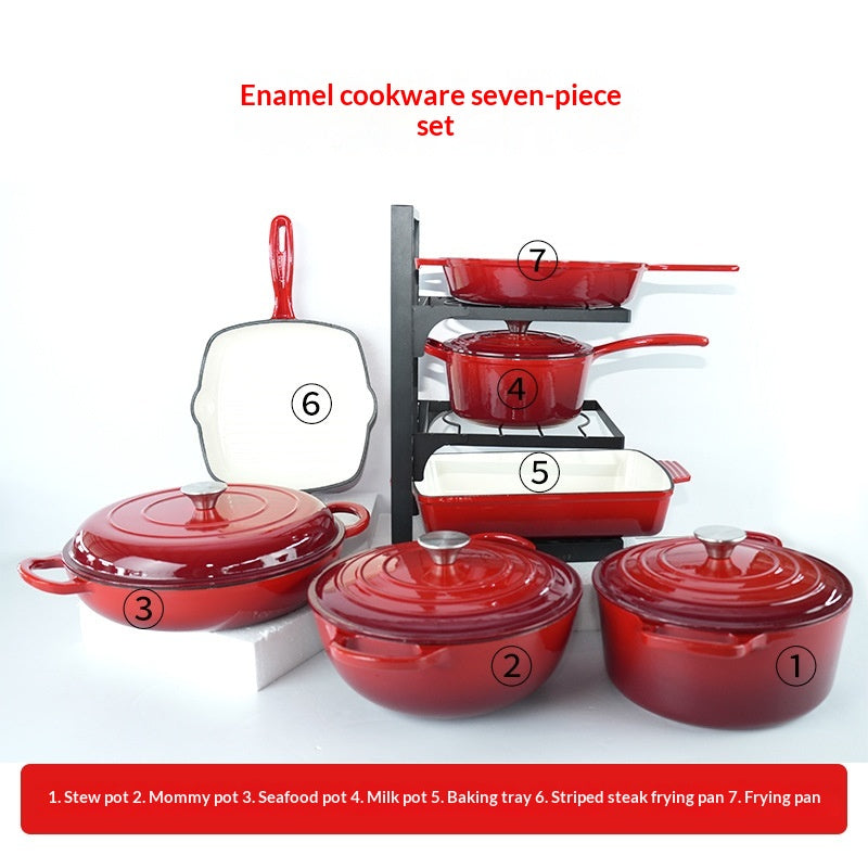 7-teiliges Kochgeschirr-Set aus Gusseisen-Emaille · 7 Stück – Bild 2 | LuxeStyle