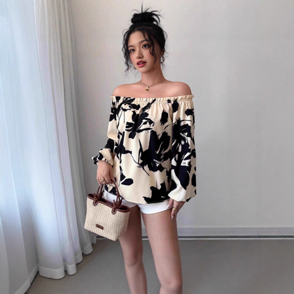 Off-Shoulder Shirt mit Pflanzen‑Print – Bild 2 | LuxeStyle