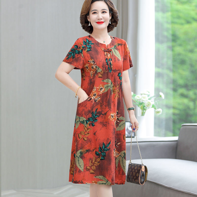 Damen Sommer Baumwoll-Seidenkleid