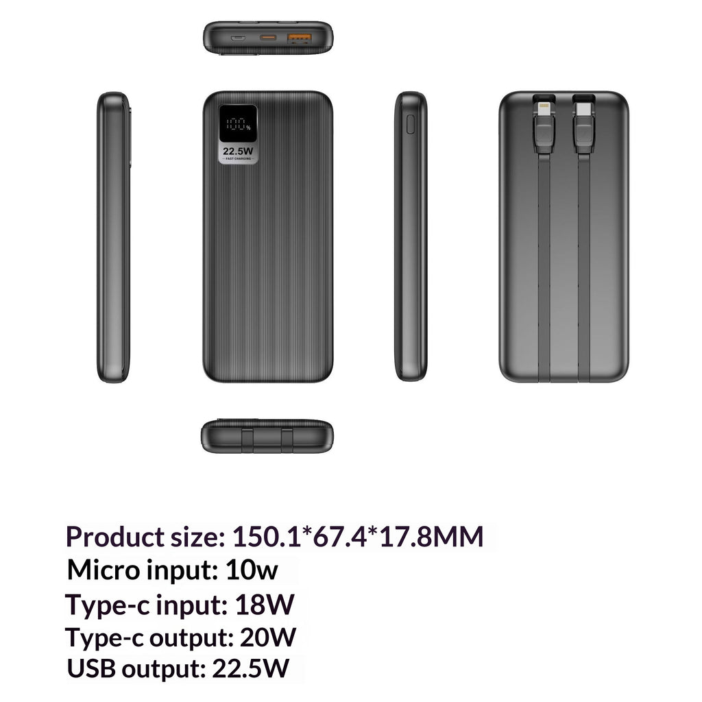 Powerbank mit integriertem Kabel, 10'000 mAh
