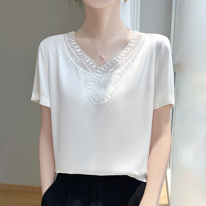 V‑Rücken Kurzärmliges T-Shirt – Bild 2 | LuxeStyle