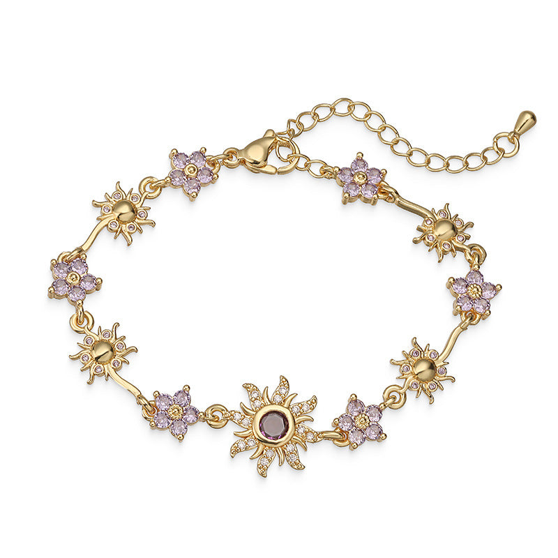 Blumen Armband oder Halskette mit Zirkonia