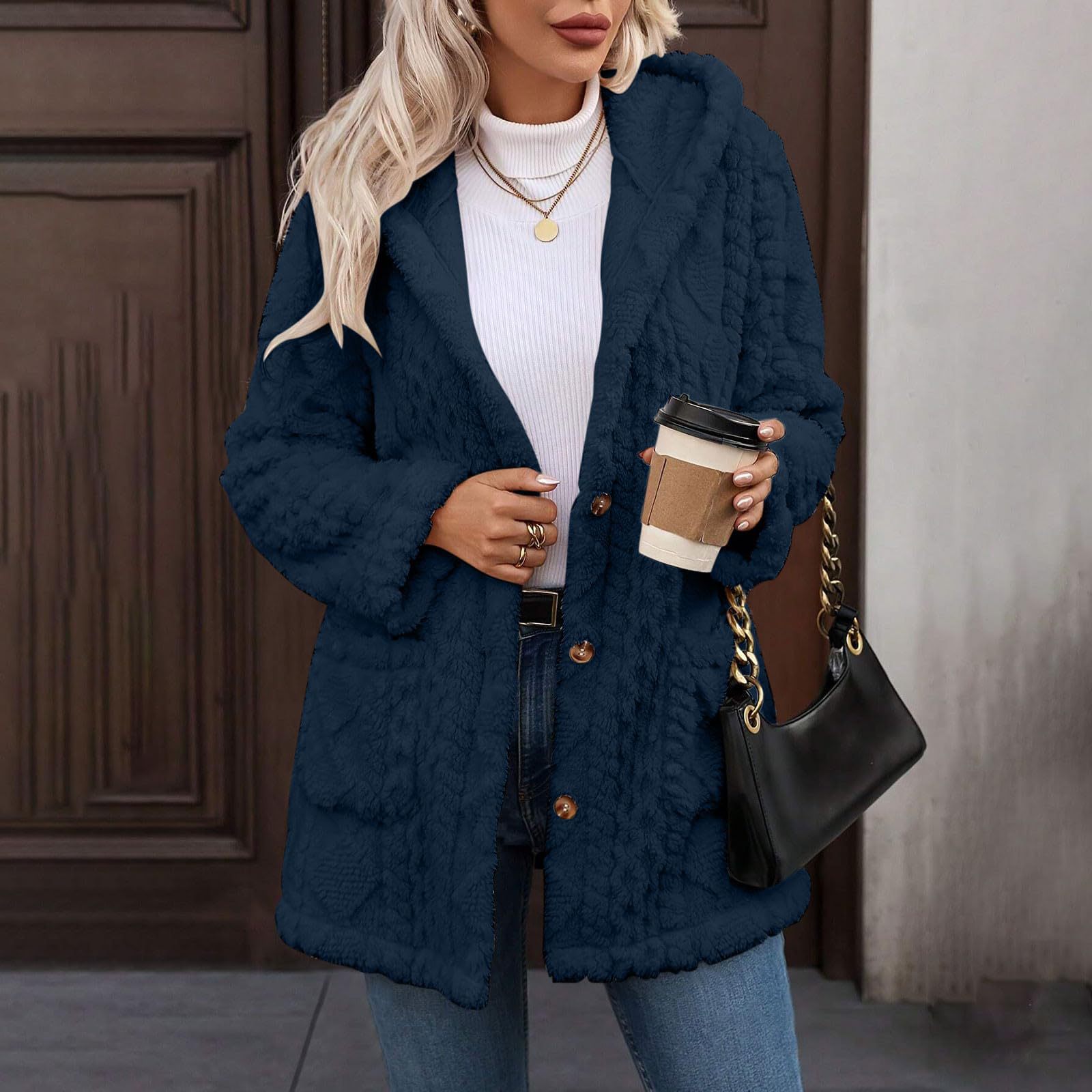 Kapuzen-Cardigan «Cosy» · uni, mit Knöpfen (Damen) – LuxeStyle