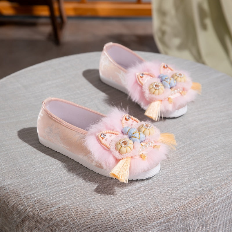 Handbestickte Löwenkopf-Sandalen für Damen