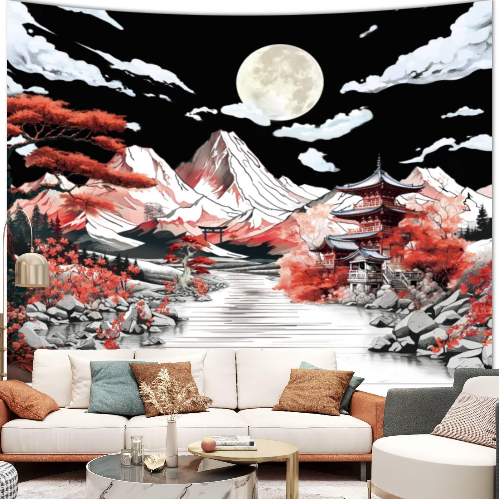 Wandbehang mit Bergnebel-Muster
