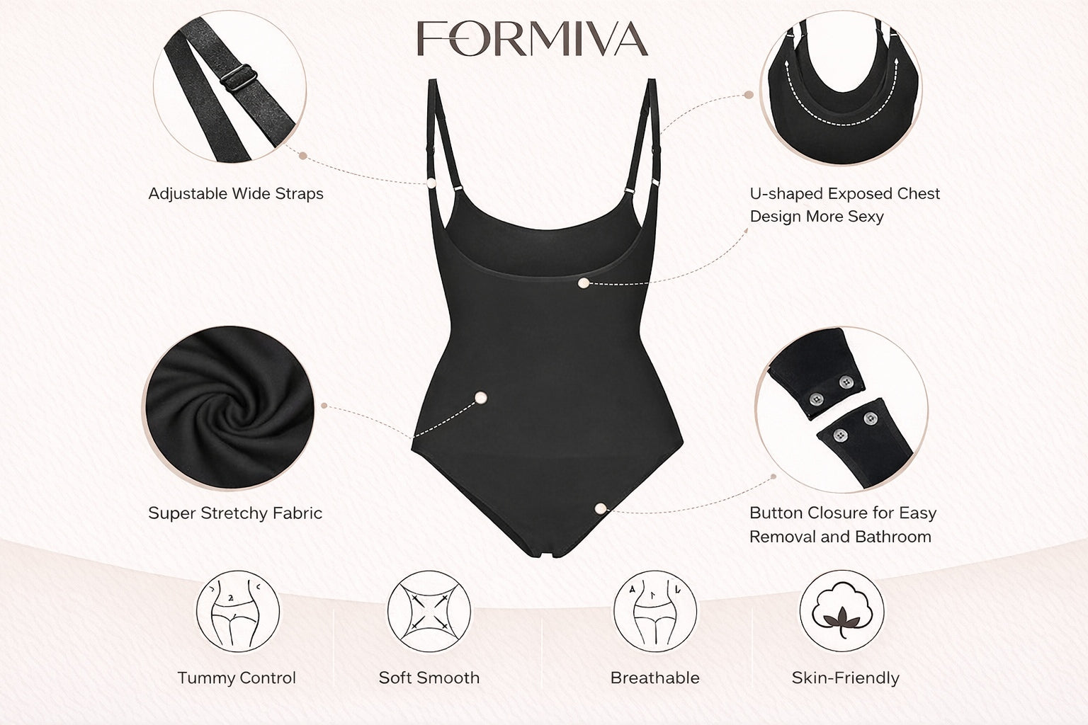 Nahtloser Body Shaper mit offenem Brustbereich